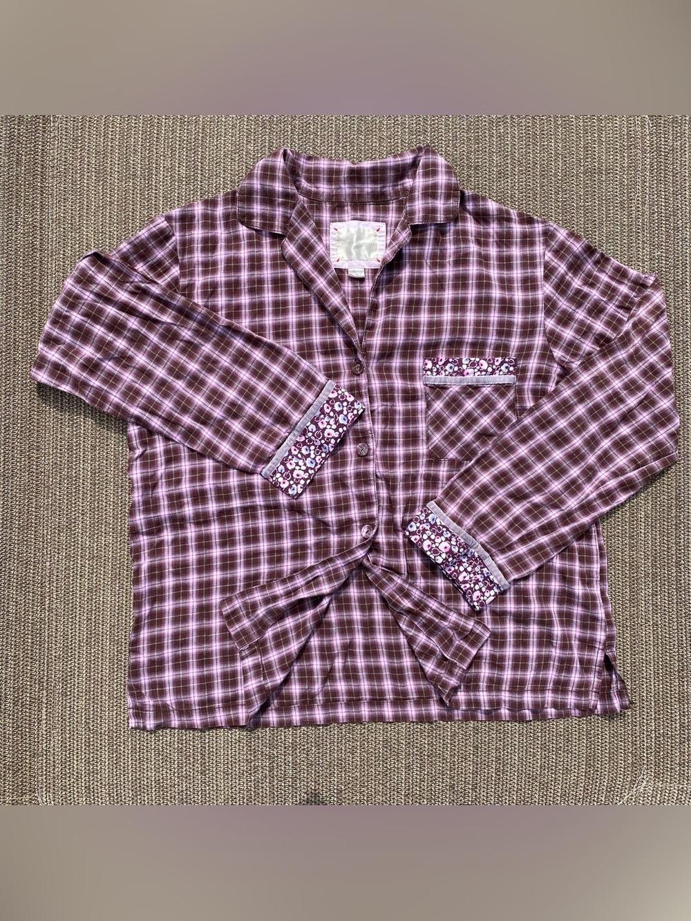 VTG Victoria's Secret Y2K Plaid & Floral Pajama Top M